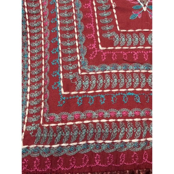 White Mark Boho Burgundy Embroidered Print Dress Womens XL - Picture 3 of 7